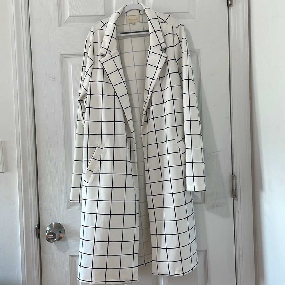 MELLODAY- Black and White GRID BLAZER/CARDIGAN Jacket